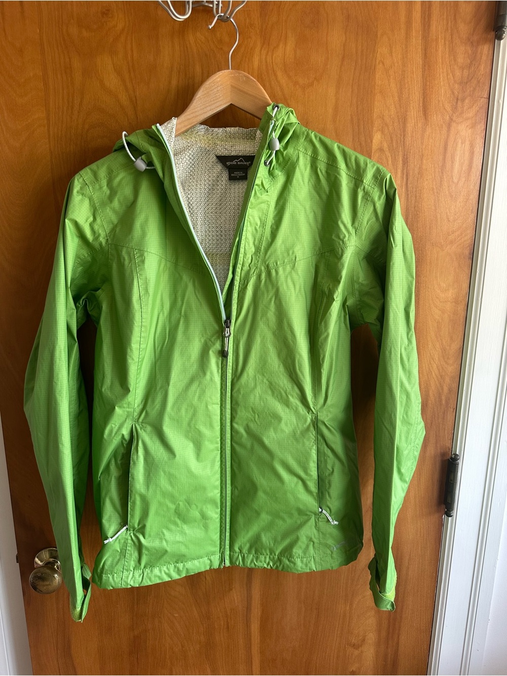 Eddie Bauer Lime Green Hooded Windbreaker Jacket